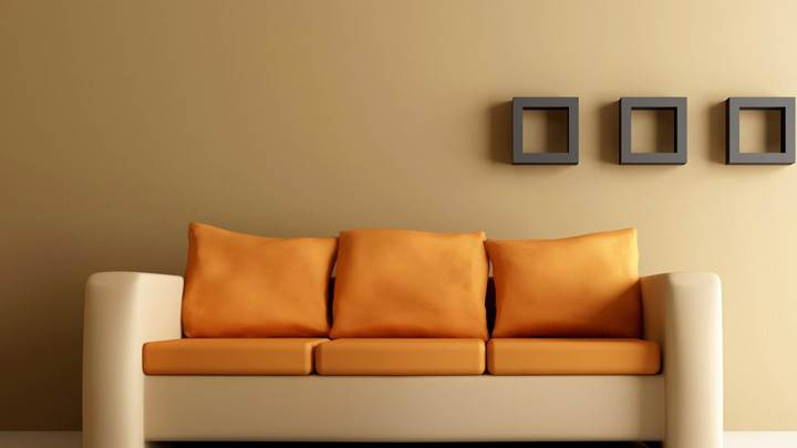 Brown Background And Orange Double Shade Sofa